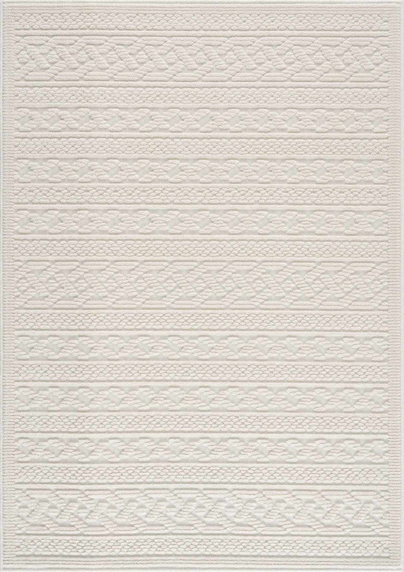 White Fadey 3D washable rug with textured geometric design by Boutique Rugs, shown in a well-lit room.