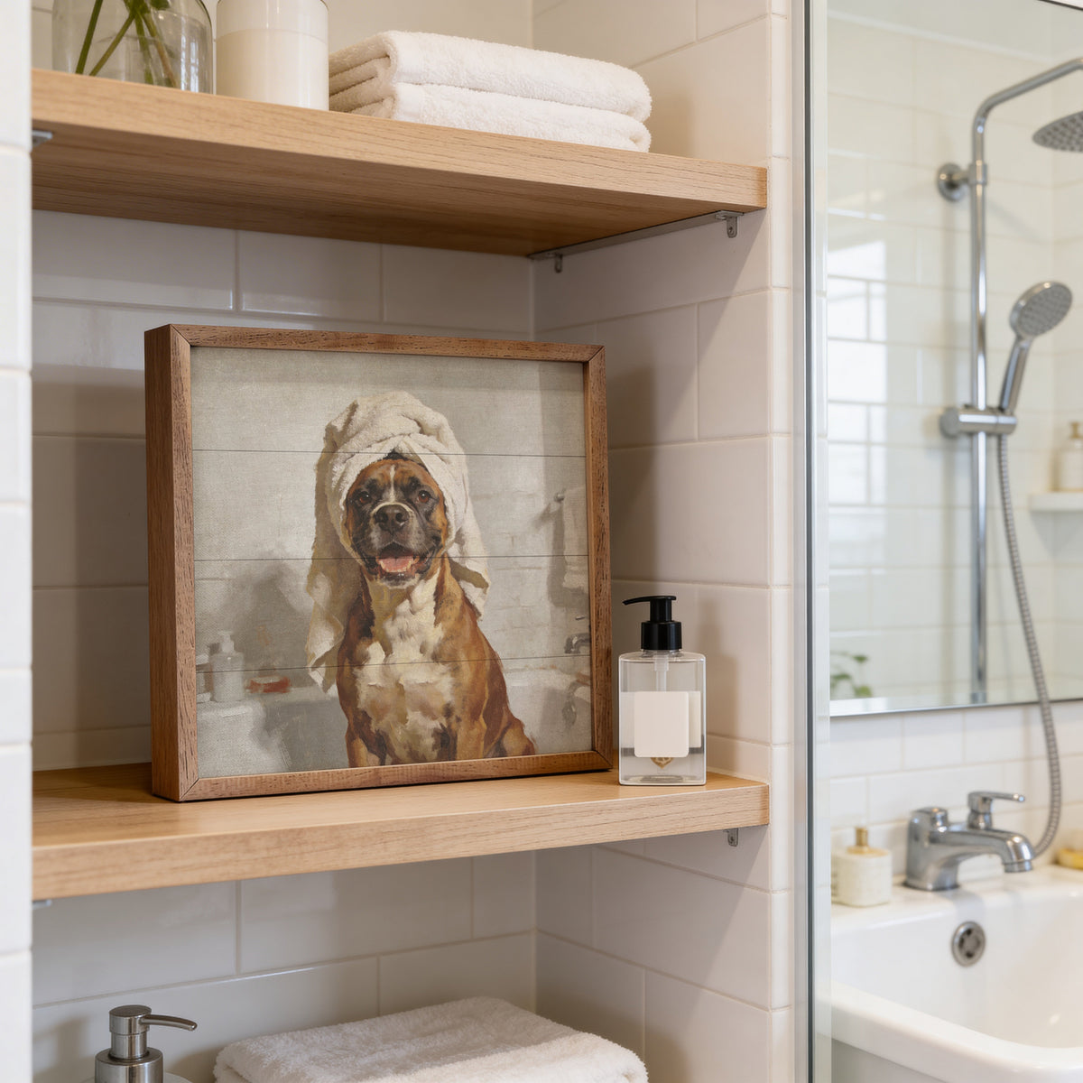 Walnut frames bath time boxer towel featuring soft fabric and playful design, ideal for children's bath accessories.