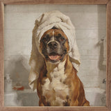 Walnut frames Bath Time Boxer Towel from Kendrick Home, with soft fabric and playful design, ideal for kids' bath time.