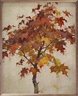 Walnut framed autumn maple tree study artwork by Kendrick Home, 16x20 inch wall decor with vibrant fall foliage.