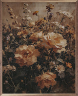 Walnut framed artwork titled Warm Wildflower Meadow by Kendrick Home, featuring vibrant wildflowers in a warm meadow scene.