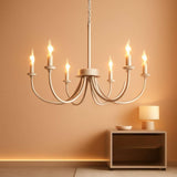 Six Light Antique White Farmhouse Chandelier Dining