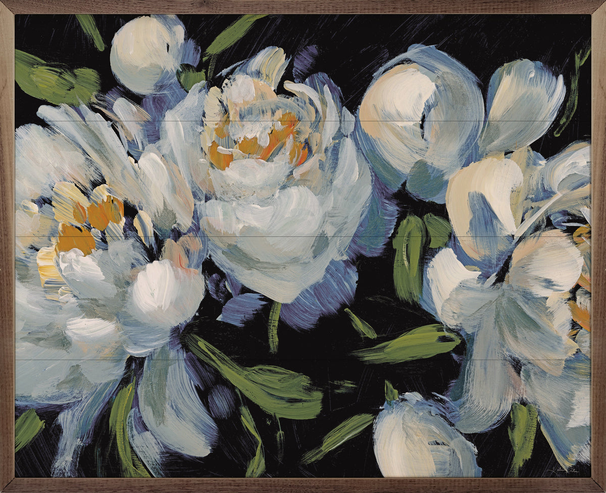 Walnut frame displaying artwork from Peony Season II by Katrina Pete, size 20x16, designed for Kendrick Home decor.