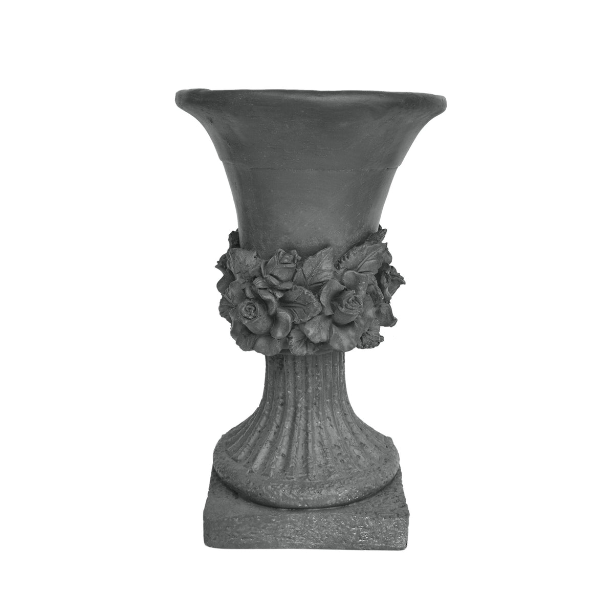 Gray MGO garden urn planter by HouseOfZazla, weather-resistant outdoor planter with classic design and sturdy construction