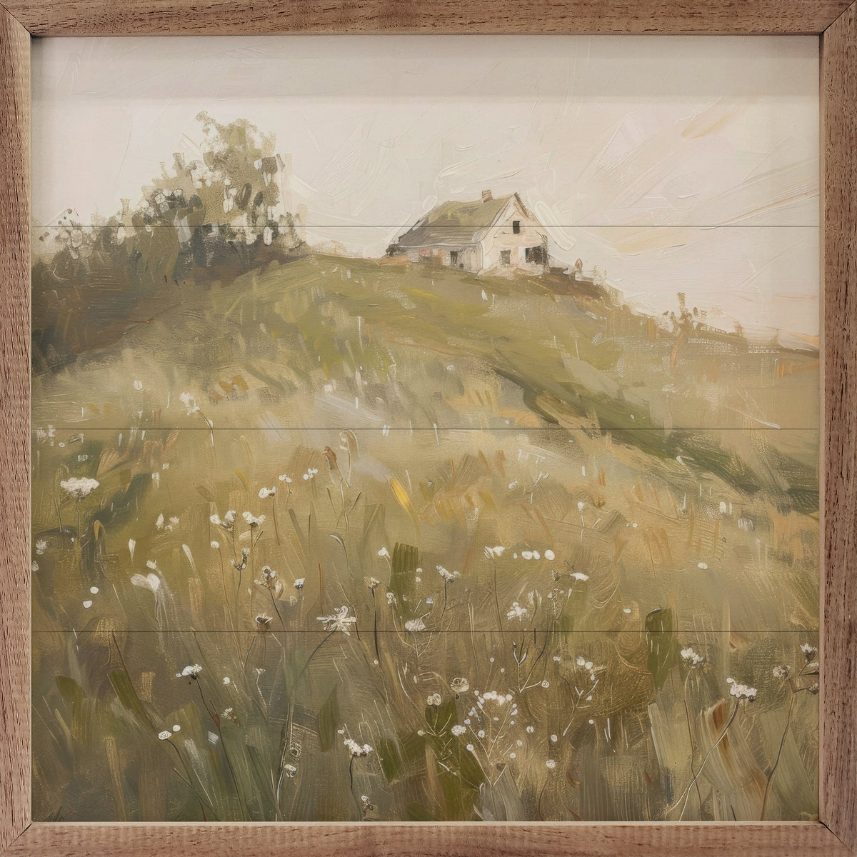 Walnut frame showcasing a vibrant spring landscape artwork by Creative Studio, 24x24 inches, from Kendrick Home.