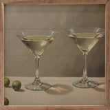 Walnut frame with a "Making Martinis" sign, suitable for home bar decor, by Kendrick Home, 24x24 inches.