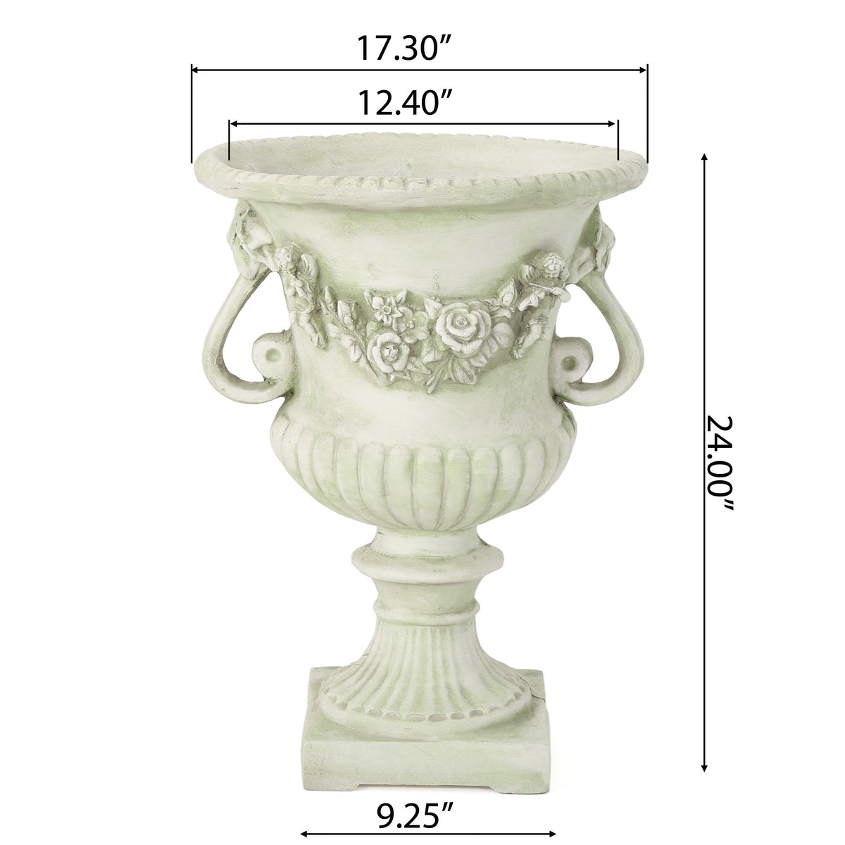 White MGO Garden Urn Planter by HouseOfZazla, durable magnesium oxide material with a classic outdoor garden design.