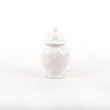 White textured ginger jar from Holly J Home in three sizes, featuring intricate design and classic ceramic craftsmanship.