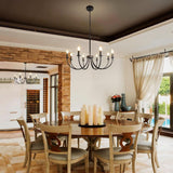 8 Light Matte Black Farmhouse Chandelier For Dining Room