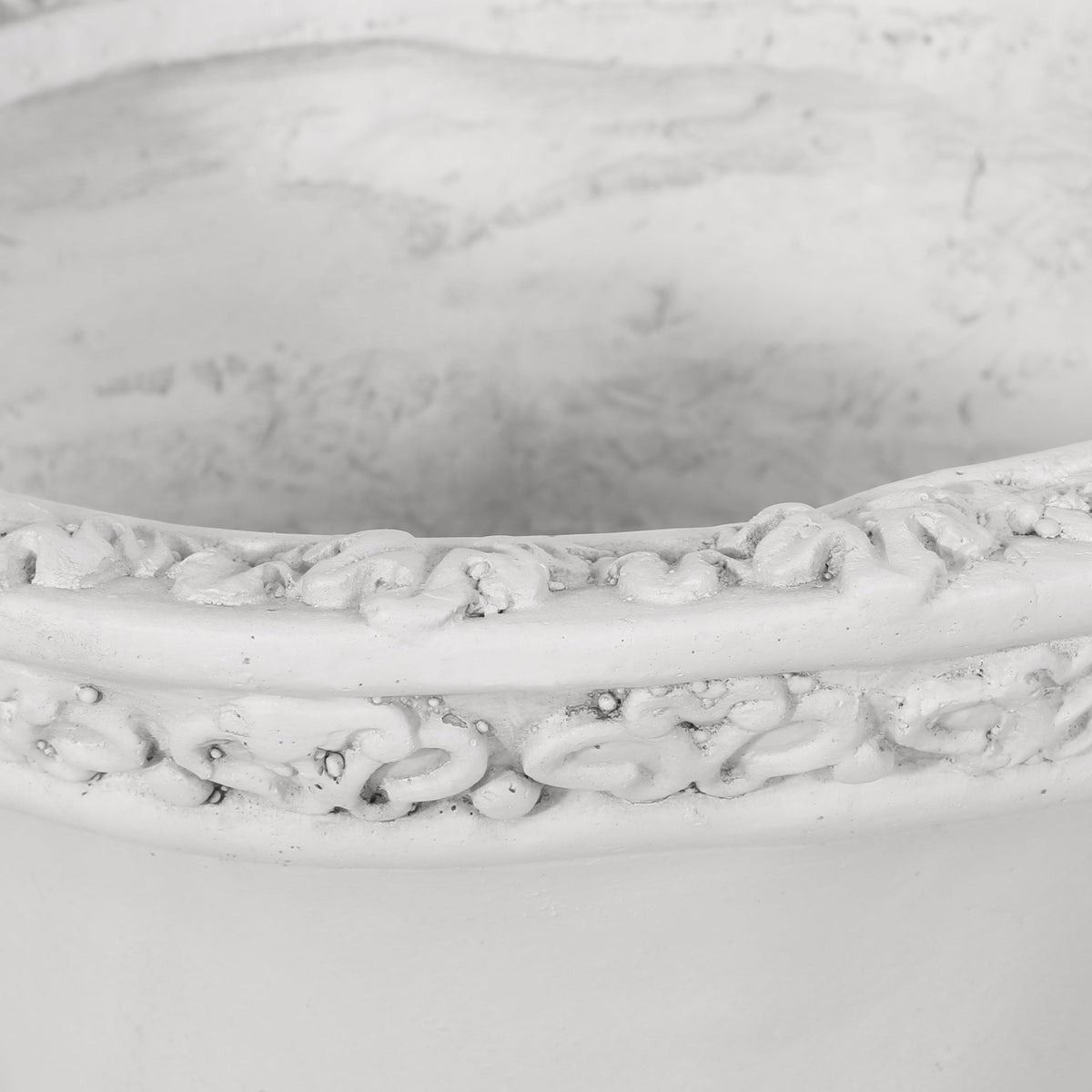 Antique white Roman style MGO garden urn planter with drainage hole, decorative outdoor planter by HouseOfZazla