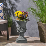 Gray MGO Garden Urn Planter by HouseOfZazla, weather-resistant outdoor planter with classic urn shape and decorative design.