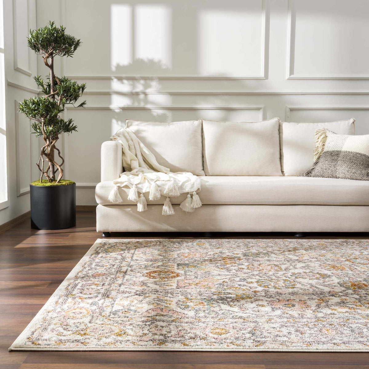Herstmonceux area rug by Boutique Rugs displayed in a cozy living room setting with patterned design and plush texture