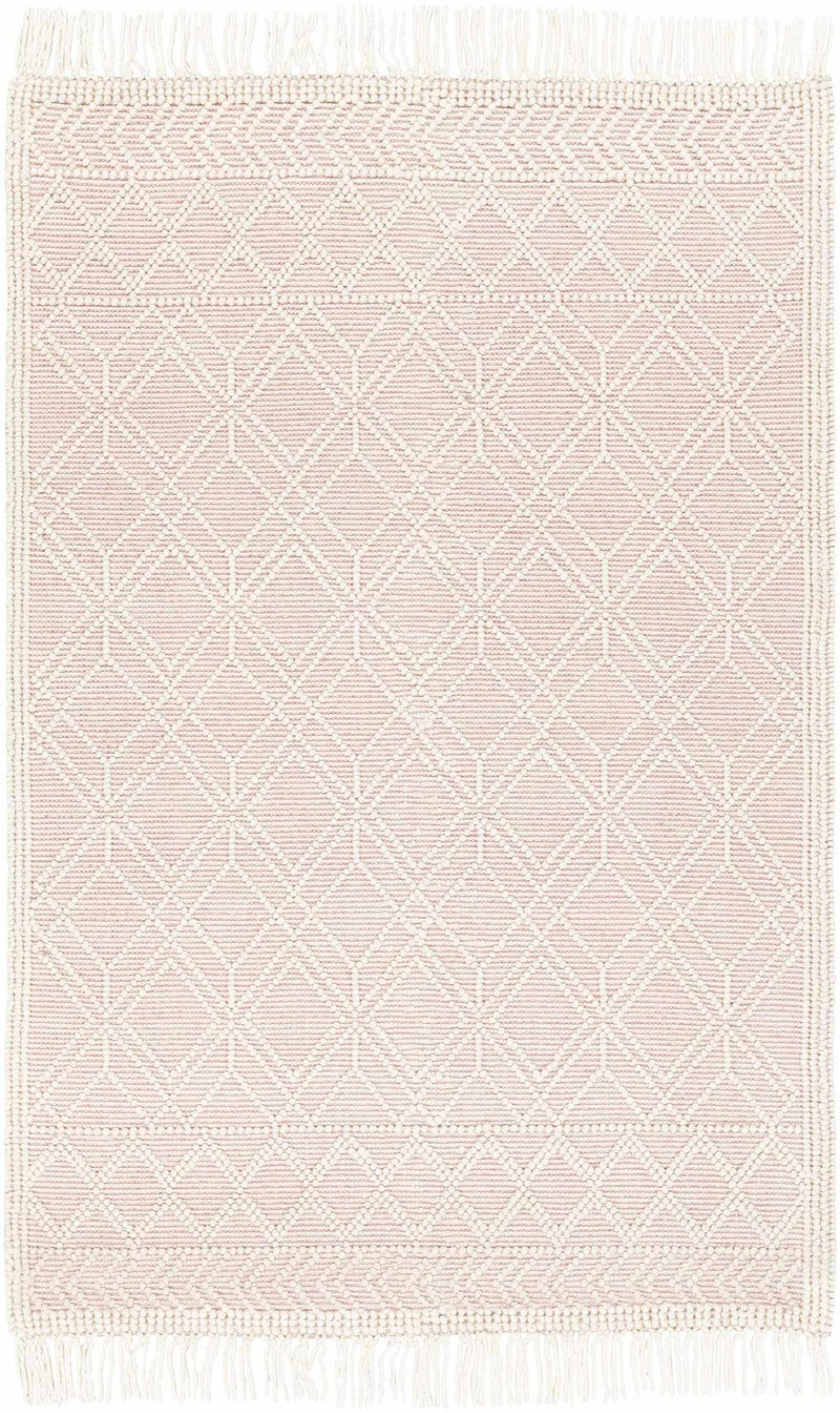 Soft pink wool rug from Boutique Rugs featuring a plush, textured design, ideal for adding warmth and style to any room.