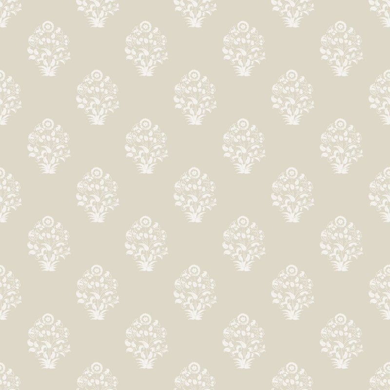 Cream Afton Block Print wallpaper by North and Finch featuring intricate geometric patterns on a textured surface.