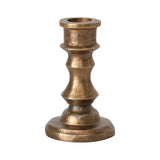 Antique brass taper candle holder made of cast aluminum for 1/2-inch candles, available in three sizes, decorative and vintage style.