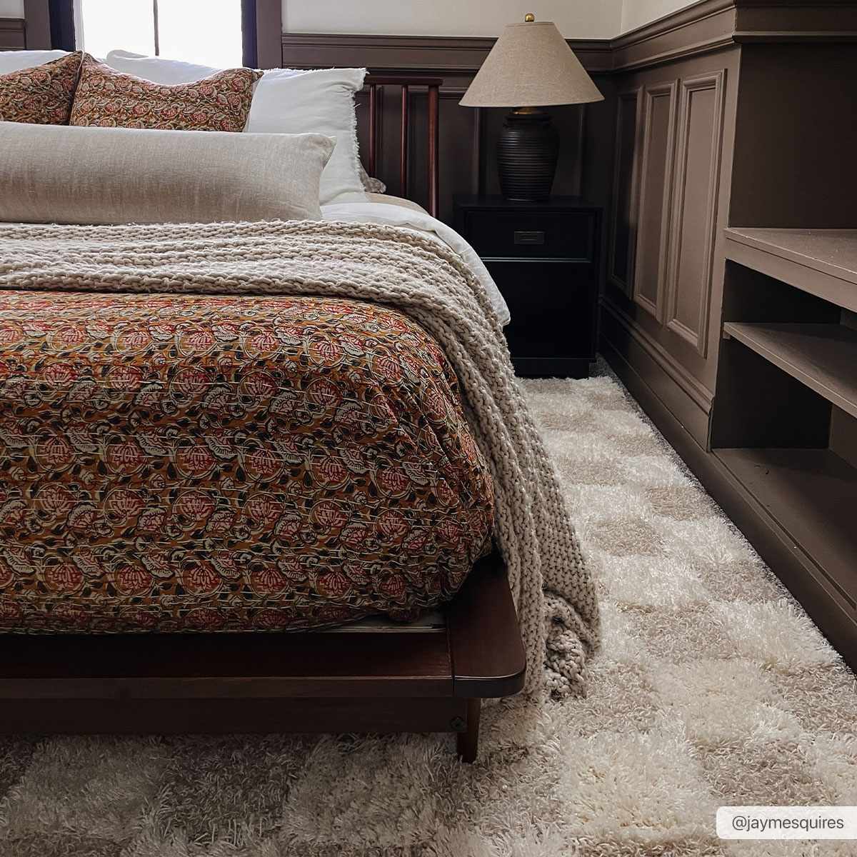 Light brown checkered area rug from Boutique Rugs' Atira collection, featuring a soft, woven pattern ideal for living spaces.