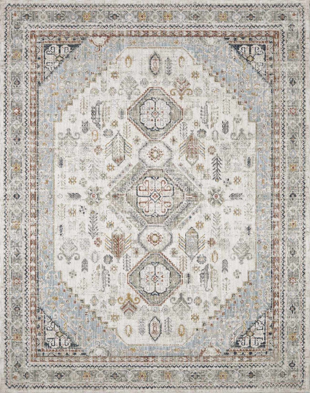 Kouta Cream Area Rug by Boutique Rugs with intricate geometric patterns in soft cream and neutral tones.