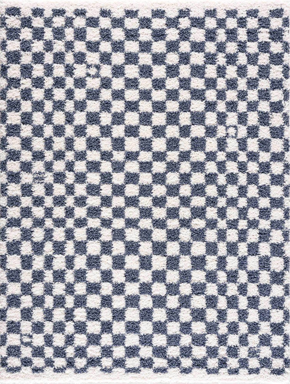 Blue and white checkered area rug from Boutique Rugs with a classic geometric pattern, ideal for living or dining rooms.