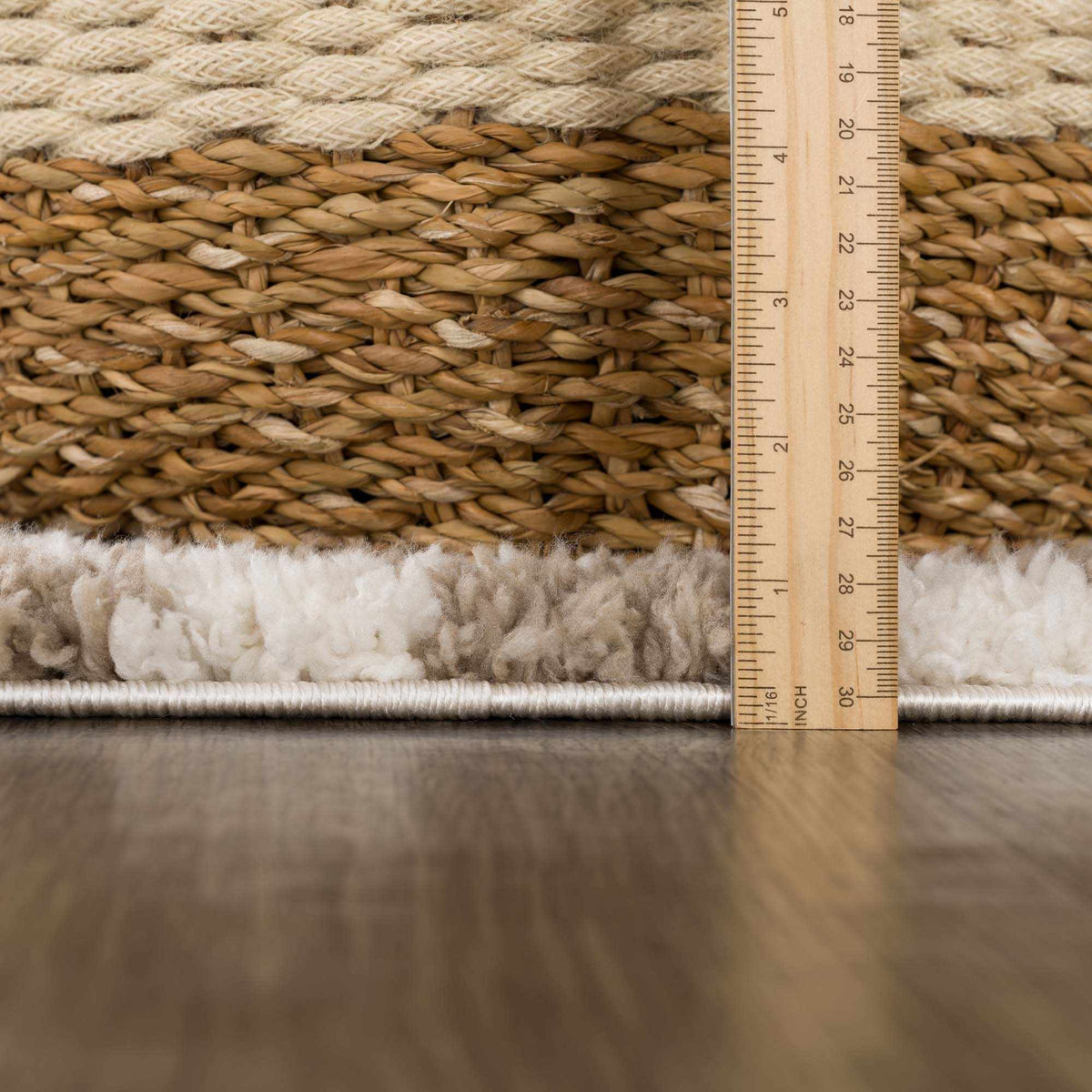 Taupe checkered shag rug by Boutique Rugs, featuring a plush pile and modern geometric pattern in a cozy, stylish design.