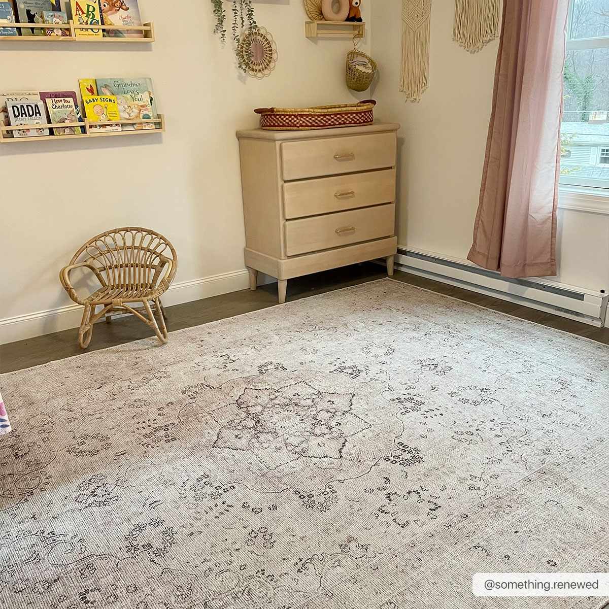 Vintage Bethany flat pile washable rug from Boutique Rugs, featuring a soft, textured design in neutral tones.