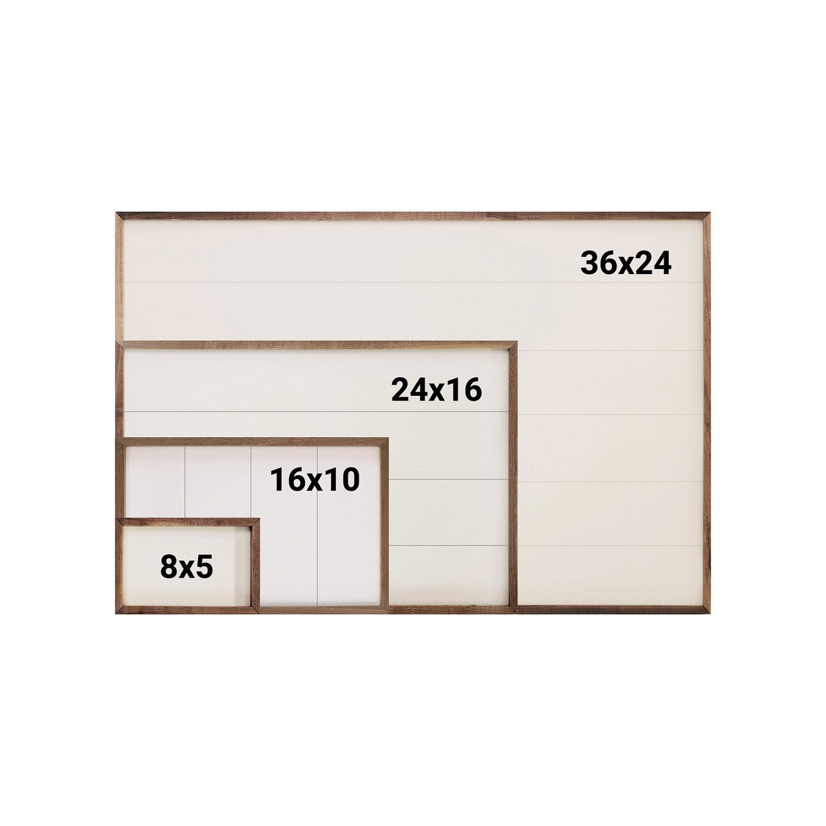 Walnut frames from Kendrick Home Flyover Autumn Woods collection, showcasing warm autumn wood tones and detailed wood grain.
