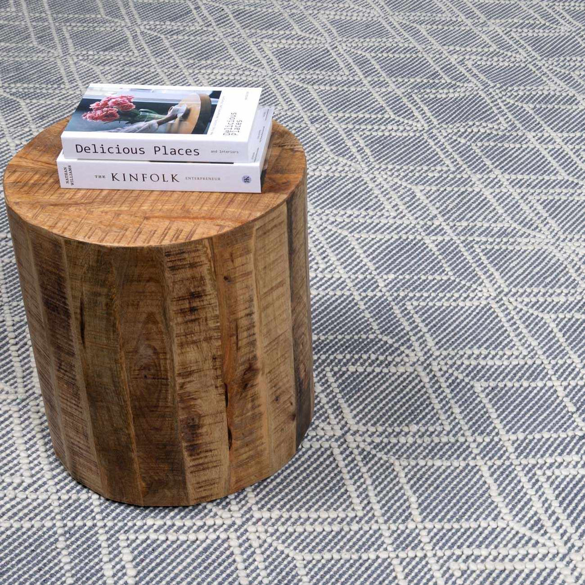Blue Wool Rug from Ramsbury Denim collection by Boutique Rugs, featuring a soft textured design suitable for living rooms or bedrooms.