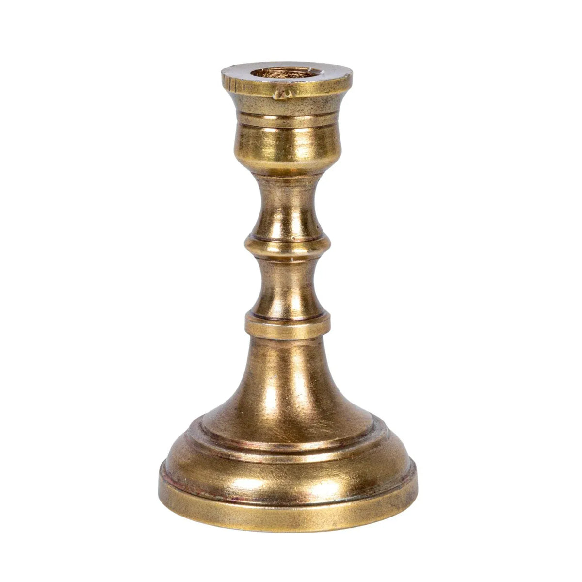 Antique brass cast aluminum taper candle holder for 1/2-inch candles, available in three sizes, decorative candle holder for home decor
