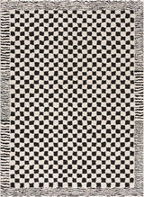 Black and white checkered area rug from Boutique Rugs, featuring a modern geometric pattern perfect for contemporary interiors.