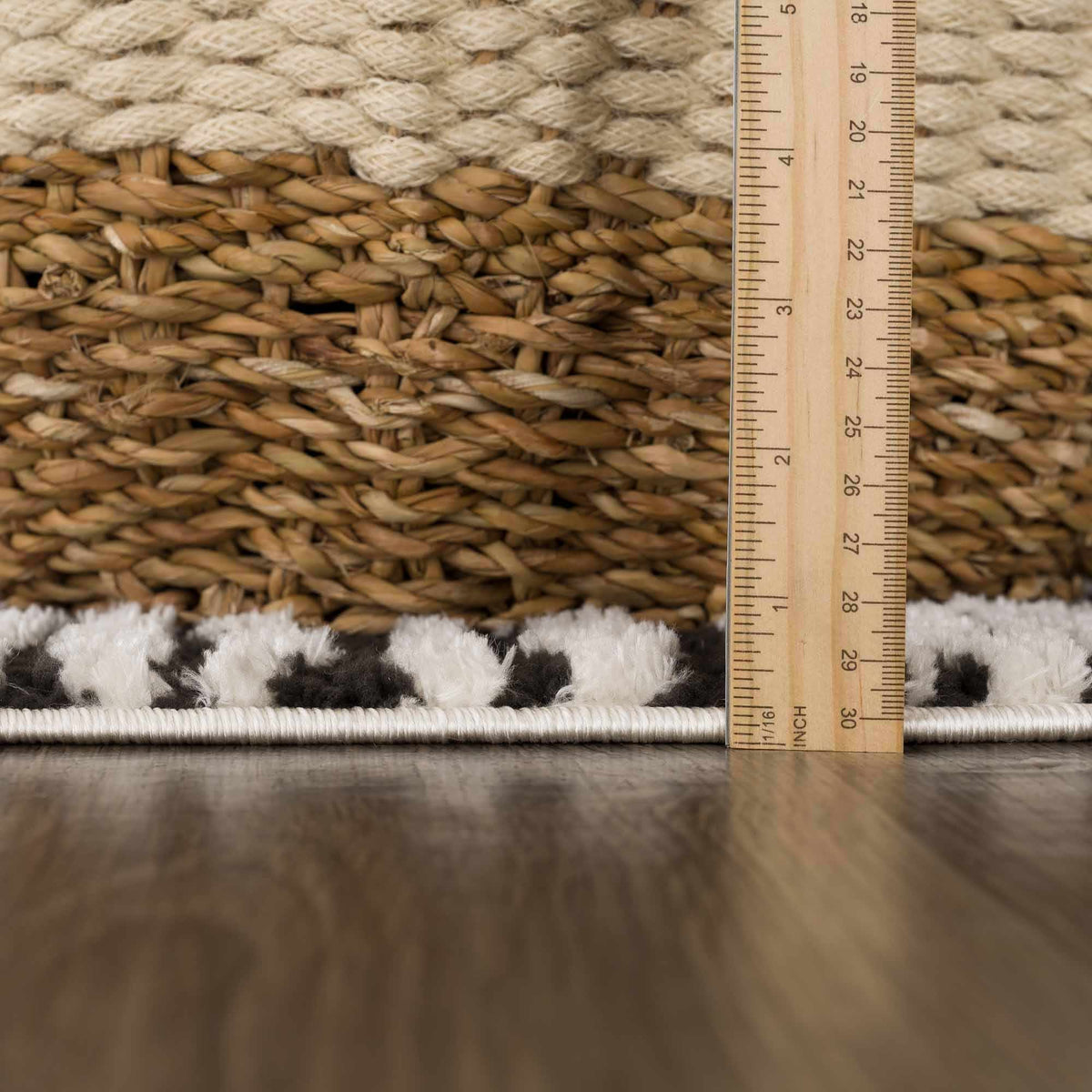 Black and white checkered area rug by Boutique Rugs featuring a textured pile design for modern home decor.