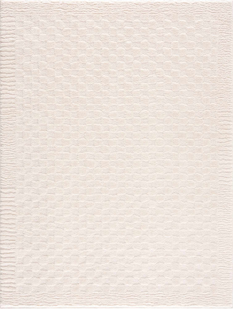 Leryn Ivory Checkered Area Rug by Boutique Rugs, featuring a classic ivory and checkered pattern on a soft woven surface.