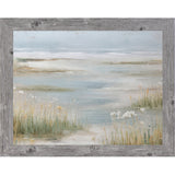 Coastal Marsh Wall Art – Tidal Wetland Grasses Wildflowers Painterly Landscape Neutral Decor (SB226)