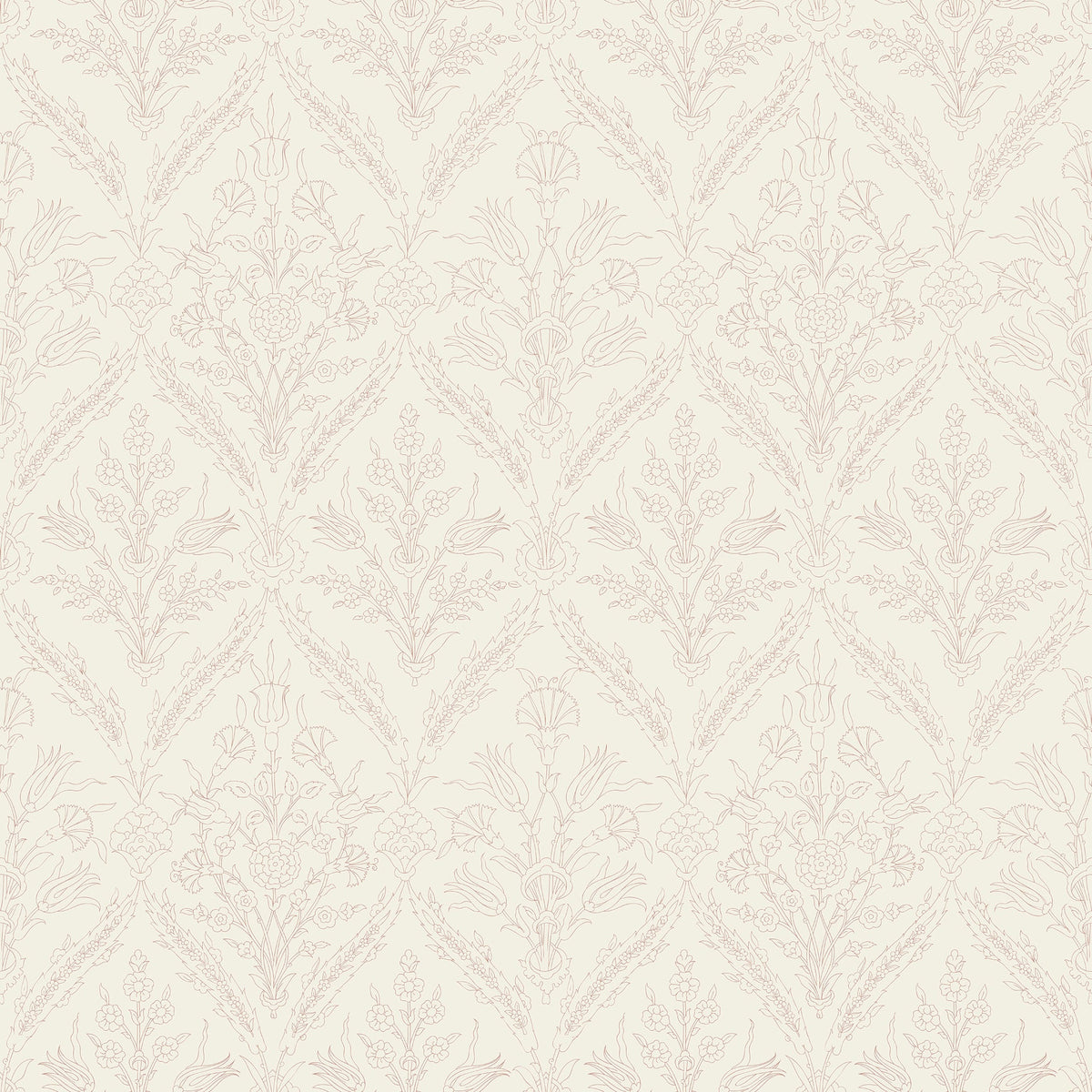 North and Finch Gretta floral wallpaper in blush, featuring a soft, elegant floral pattern on a textured background.