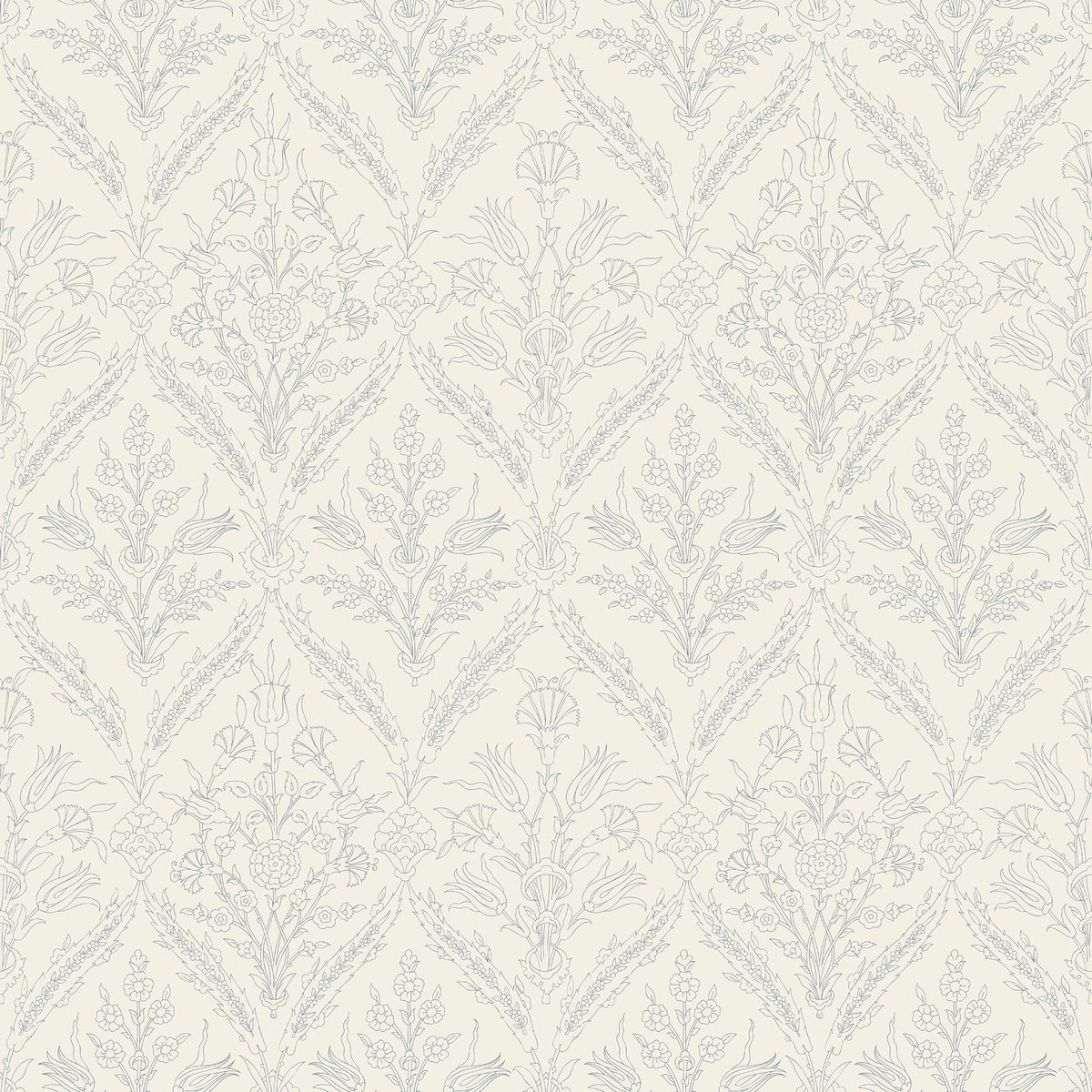 French blue wallpaper featuring a stylish design by North and Finch, showcasing the Gretta pattern.