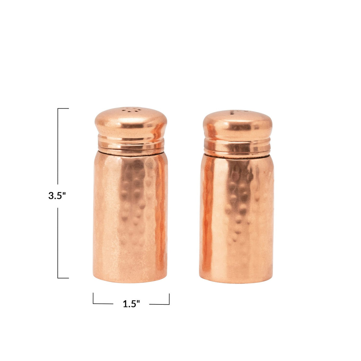 Hammered stainless steel salt and pepper shakers set by Shop Holly J Home, rustic modern kitchen accessories, set of 2.