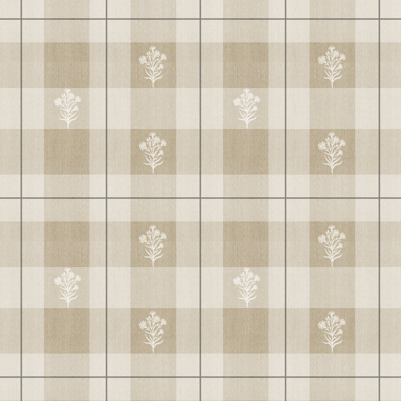 North and Finch Hawthorne Plaid wallpaper featuring a classic plaid pattern in neutral tones for stylish interior decor.