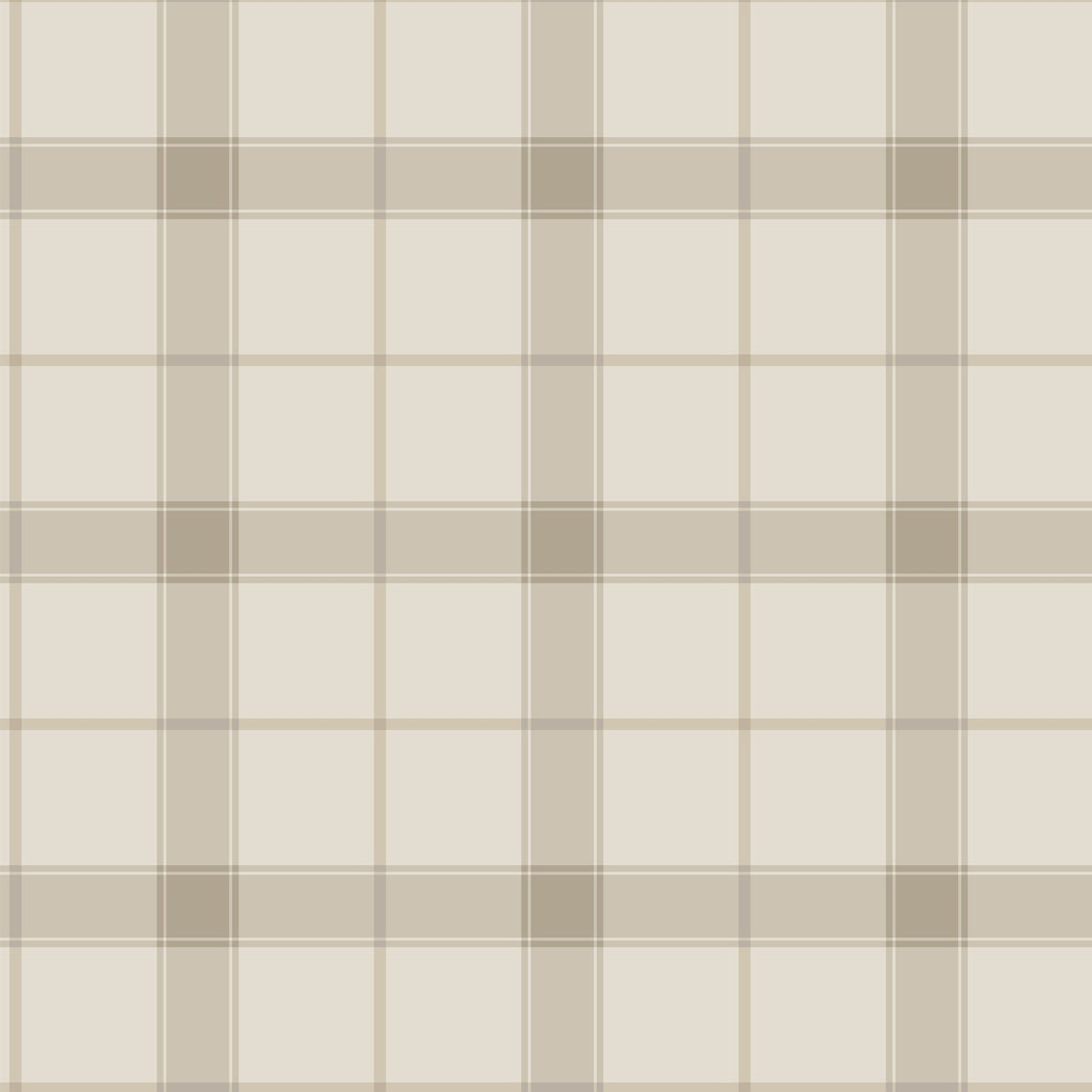 Henry Plaid wallpaper by North and Finch featuring a classic plaid pattern in neutral tones, perfect for stylish interior decor.