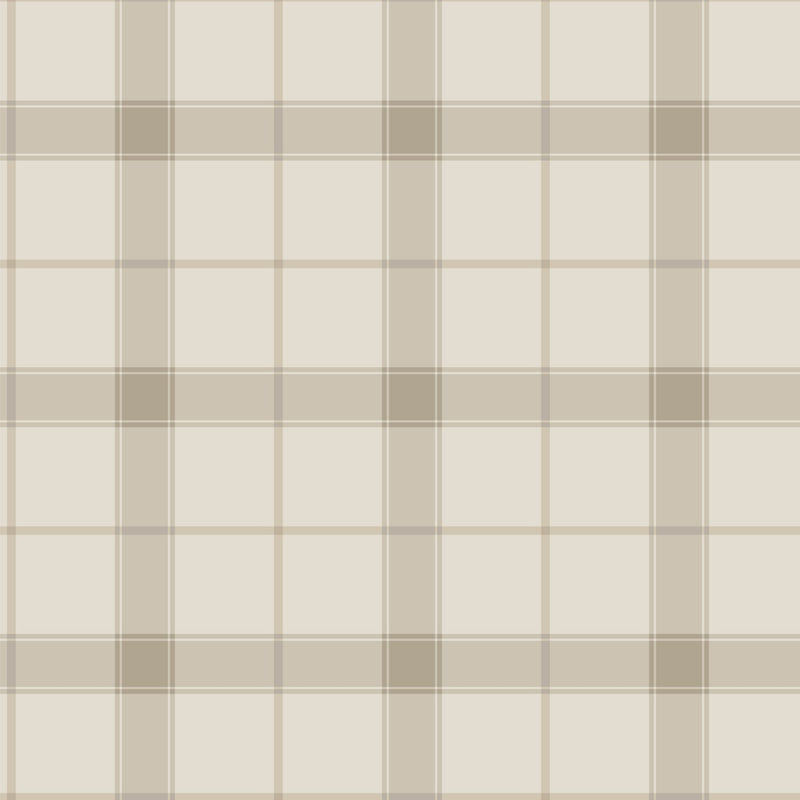 Henry Plaid wallpaper by North and Finch featuring a classic plaid pattern in neutral tones, perfect for stylish interior decor.