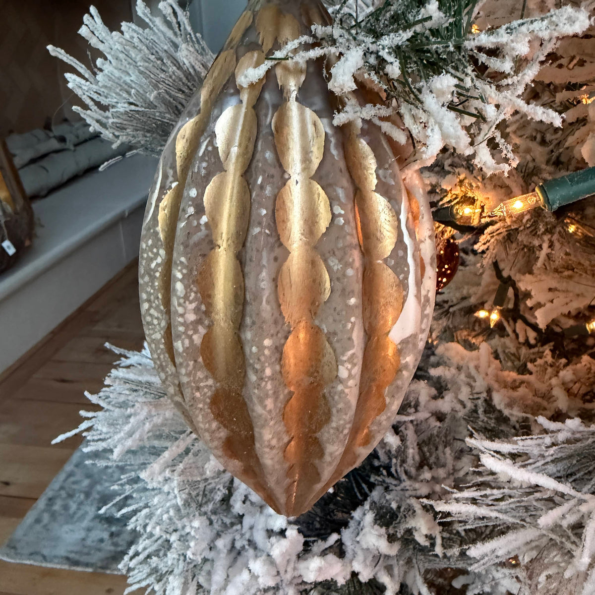 Silver and gold drop Christmas ornament, 9 inches, decorative holiday tree decor by Shop Holly J Home.