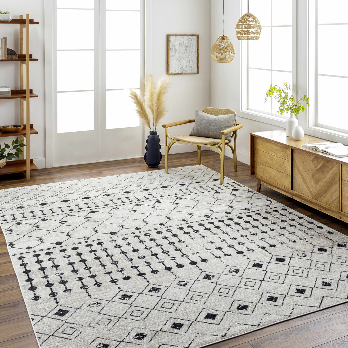 Large Boutique Rugs Joppatowne washable area rug displayed in a room scene with neutral tones and modern decor.