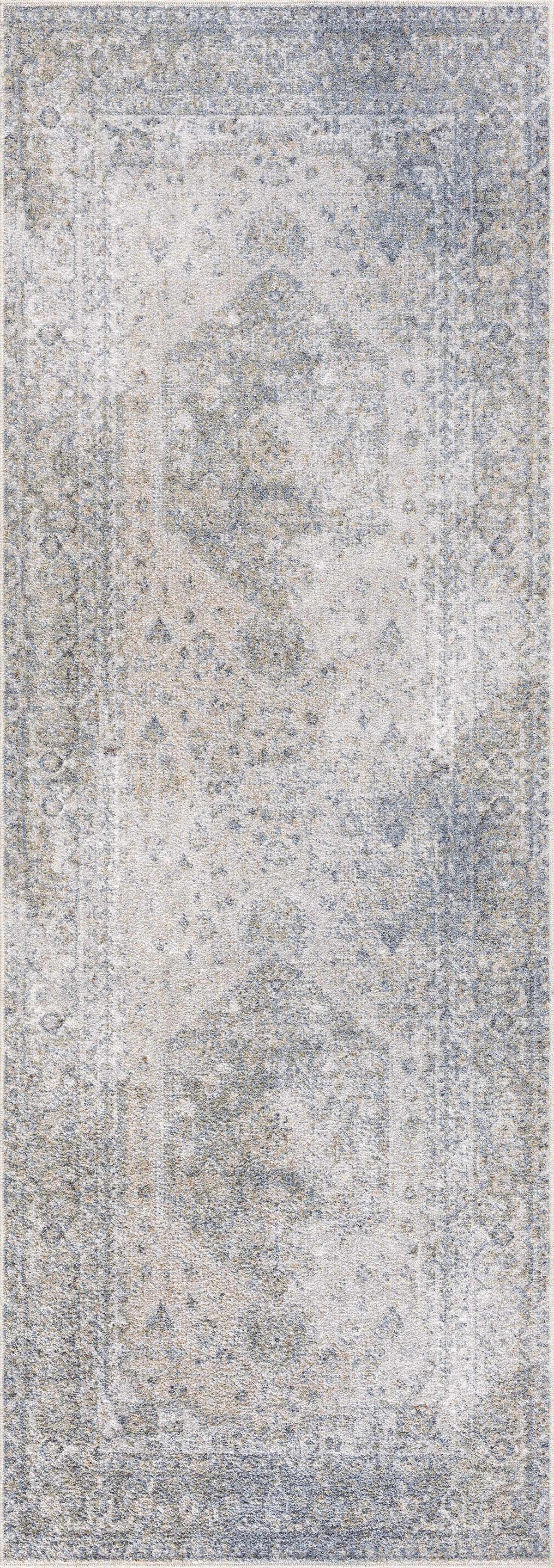 Blue Boutique Washable Rug featuring a modern geometric design, ideal for stylish and easy-to-maintain home decor.