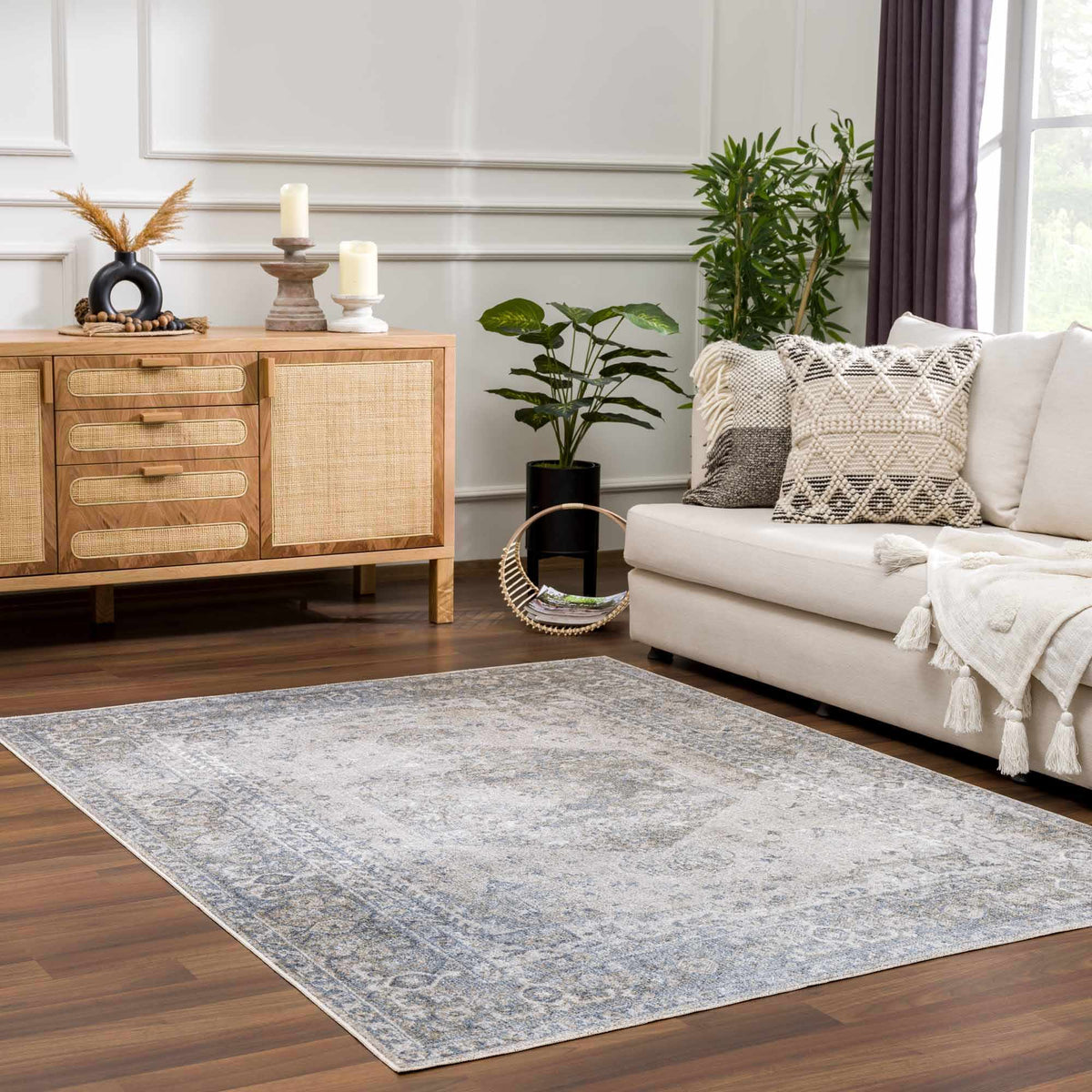 Blue Boutique Rugs washable rug in a cozy room setting, showcasing its soft texture and stylish design.