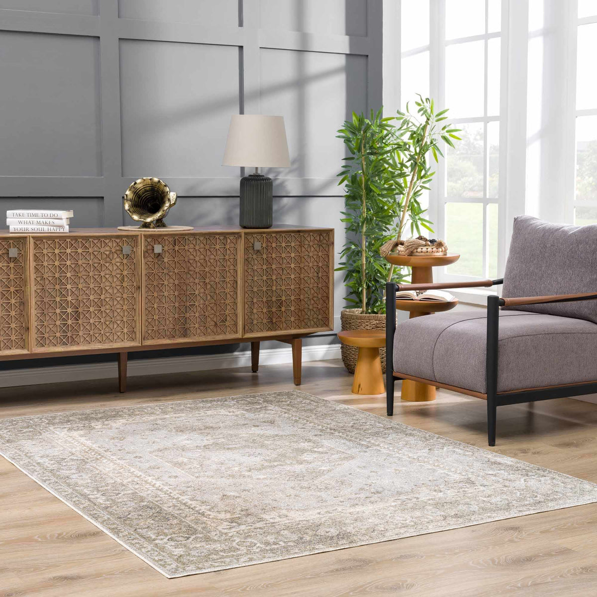 Boutique Rugs Gael Boutique washable rug displayed in a modern living room setting with neutral tones and soft textures.