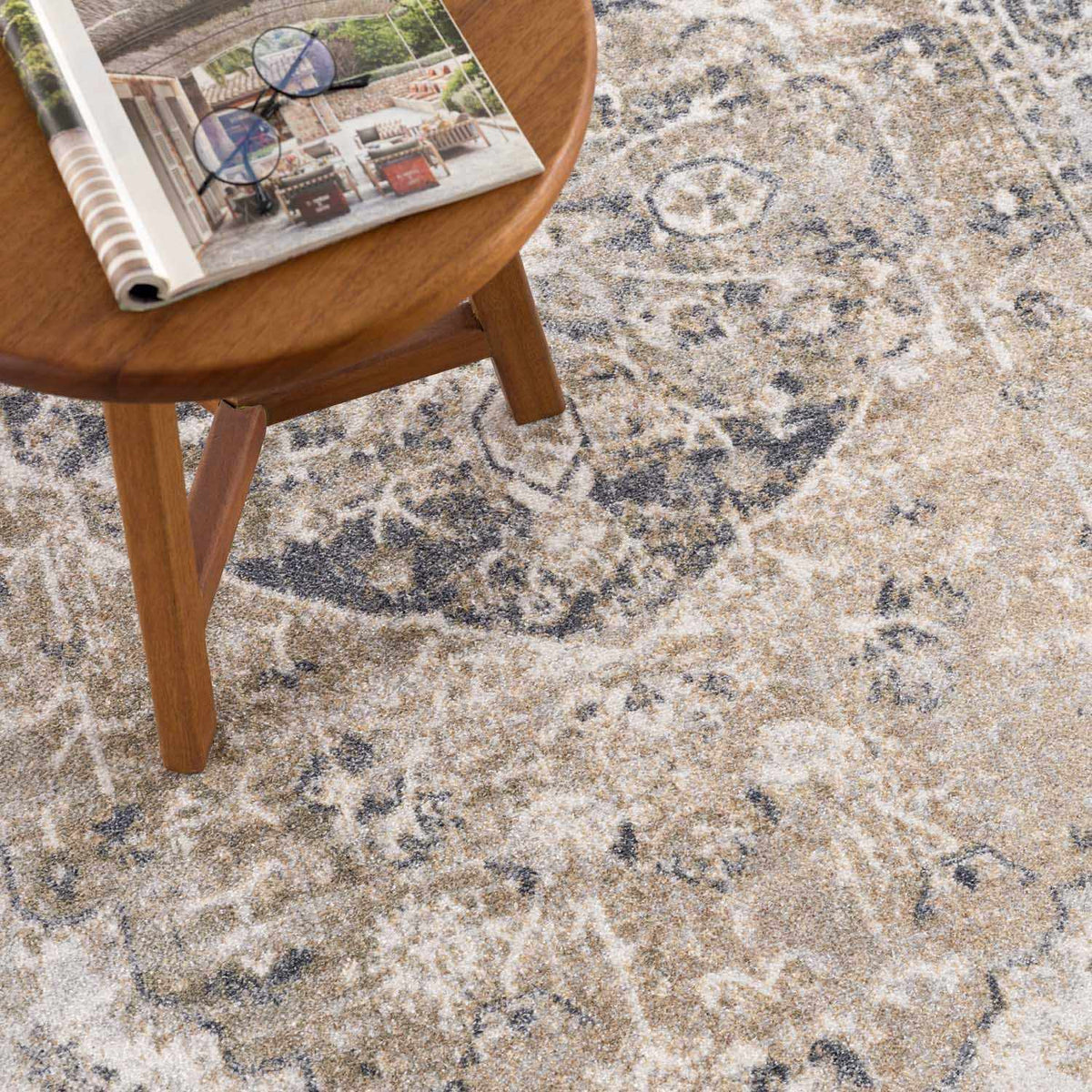 Beige flat pile washable rug by Boutique Rugs, showcasing a soft, textured surface ideal for modern living spaces.