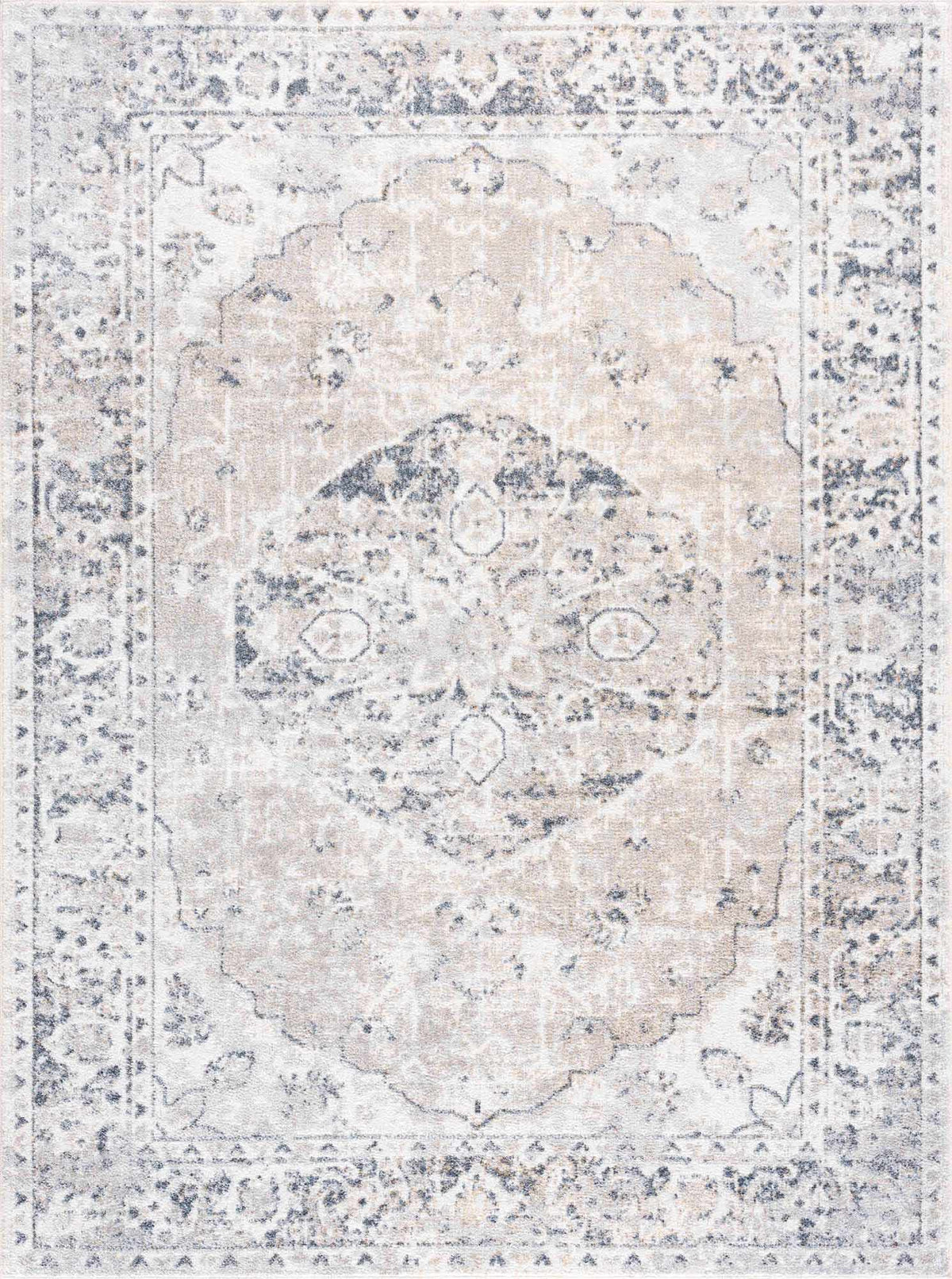 Boutique Rugs Rudo flat pile washable rug with geometric design in neutral tones, displayed on a modern living room floor.