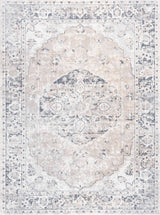 Boutique Rugs Rudo flat pile washable rug with geometric design in neutral tones, displayed on a modern living room floor.