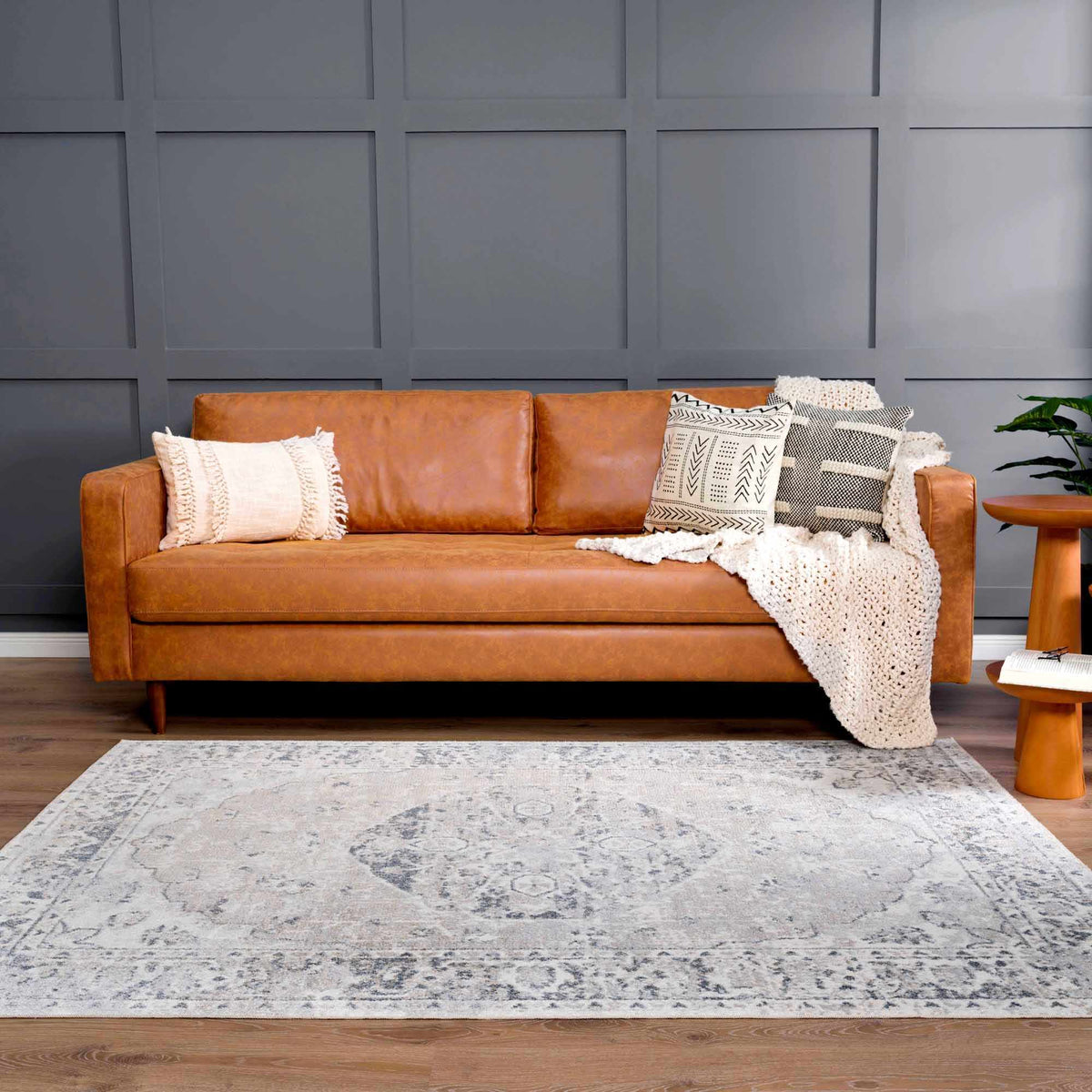 Boutique Rugs Rudo Flat Pile Washable Rug in a cozy living room scene, showcasing soft texture and modern design.