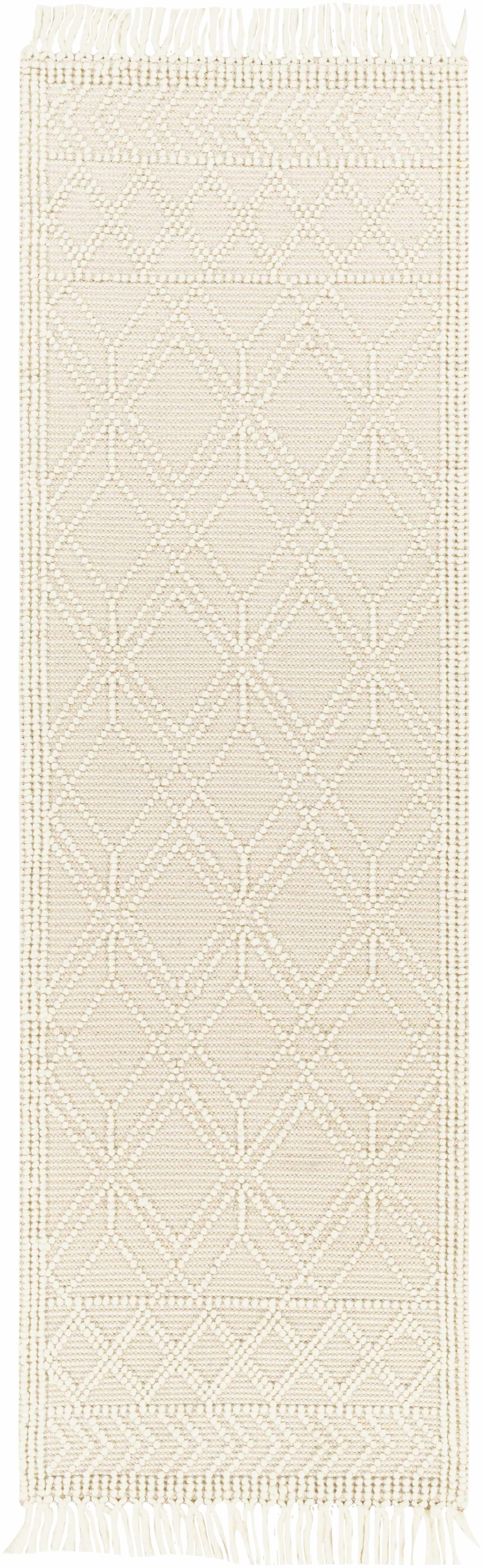 Ramsbury beige trellis wool rug by Boutique Rugs featuring a classic geometric pattern on soft, durable wool material.