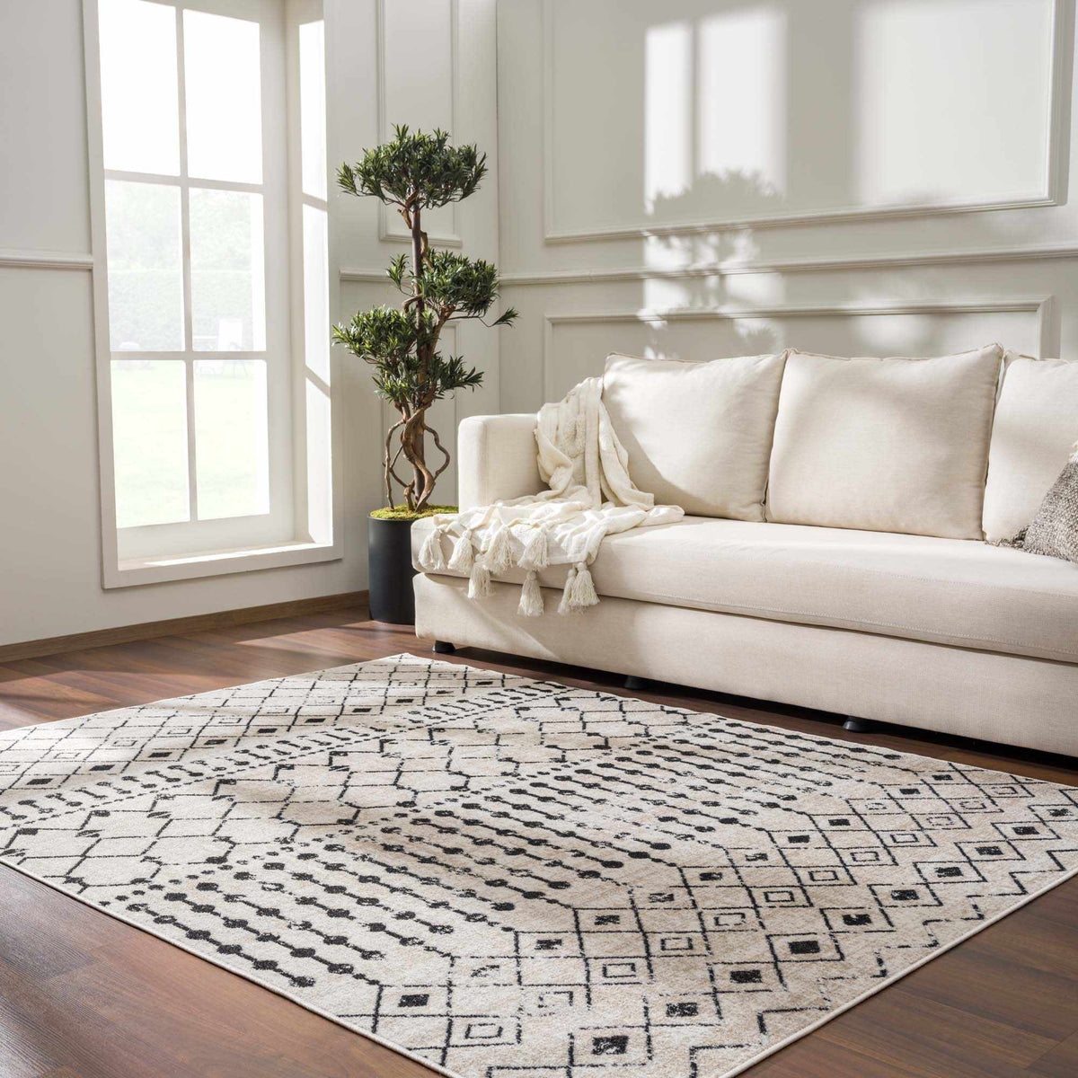 Boutique Rugs Joppatowne washable area rug in a cozy room setting, featuring a stylish design and soft texture.