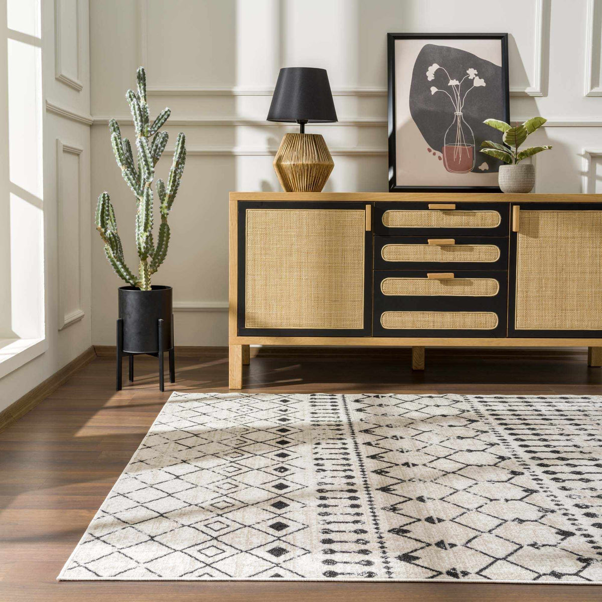 Boutique Rugs Joppatowne washable area rug in a home room setting, showcasing its soft texture and stylish design.