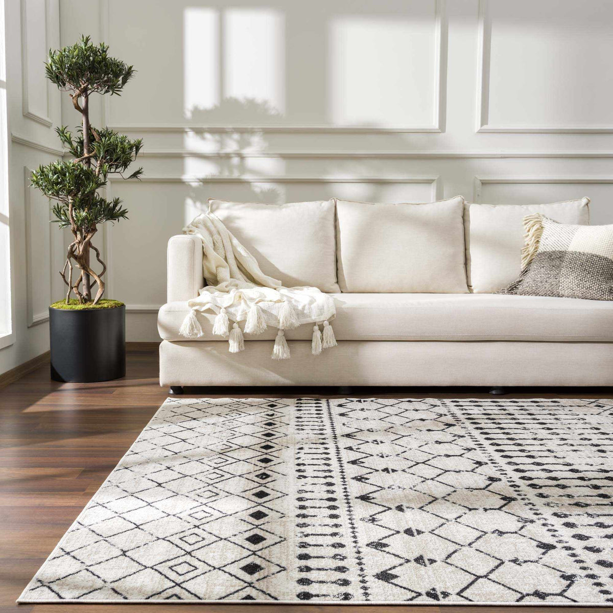 Boutique Rugs Joppatowne washable area rug in a modern room scene with neutral tones and a textured surface.